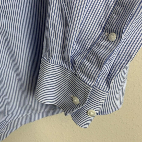 1901 Trim Fit Blue White‎ Striped Long Sleeve Shirt - Picture 5 of 7